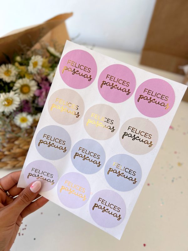 Stickers felices pascuas (x12 o 24u) ✿