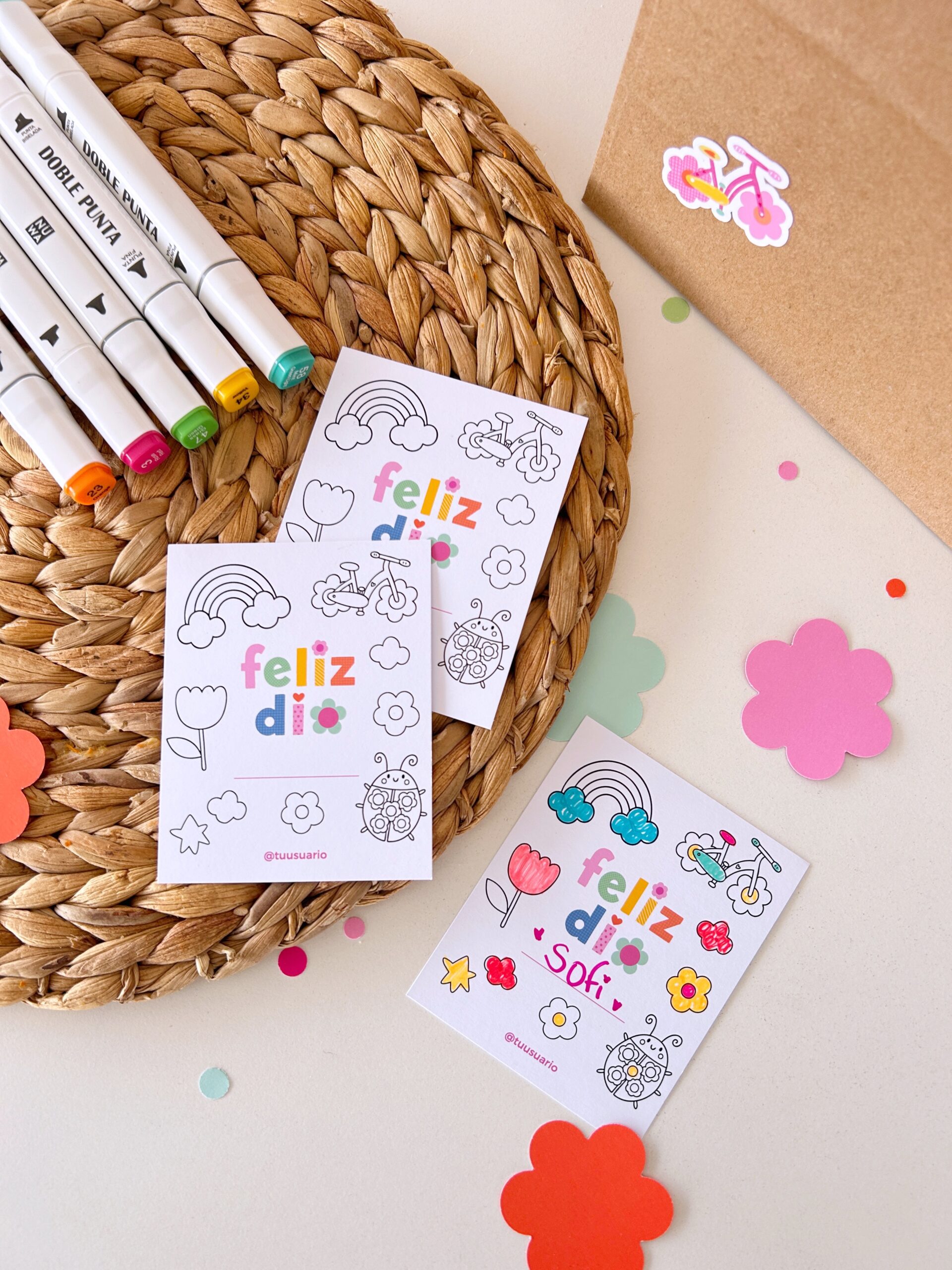 Tarjetas arcoíris coloreables (x12u)✿ - Image 2